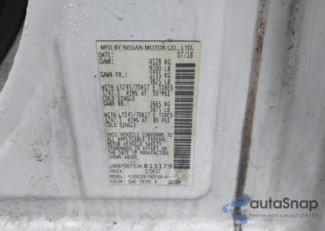 2018 Nissan Nv Cargo Nv2500 Hd Sv V6 z USA, uszkodzony, nr VIN 1N6BF0KY3JN813179